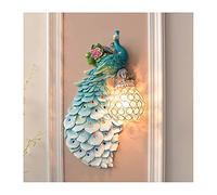 GWJKG Lampe Paon Bleu Couleur Résine Cristal Salon Couloir Chambre Créative Rétro Décoration Murale Éclairage Applique Appliques murales (Color : B)