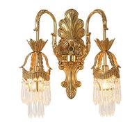 GWJKG Lampe Style européen rétro cuivre cristal intérieure escalier couloir salon tenture éclairage décoratif applique murale Appliques murales (Size : B)