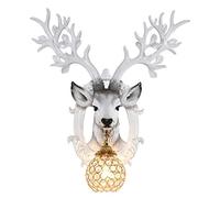 GWJKG Lampe tête cerf américaine rétro en alliage de résine, applique for salon chambre à coucher, décoration murale créative (blanc) Appliques murales Size Small