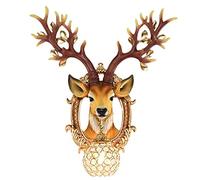GWJKG Lampe tête cerf dorée européenne en alliage de résine, applique for salon chambre à coucher, décoration murale créative Appliques murales (Size : Small)