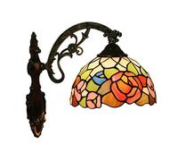 GWJKG Lampes murales Appliques vintage, mural de mur lumineux d'intérieur, plug-in Wall Éclairage Lampe murale vitraux baroque, rétro Teak Verre ave