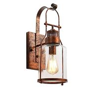 GWJKG Lampes murales Appliques Vintage Wall Creative Industrial Sconces Country Style Loft Lanterne Lavabo lumineux avec bouteille d'ombre en verre dans la rouille antique
