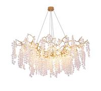 GWJKG Lustres LED moderne luxe plafond en cristal éclairage décoration de la maison salle à manger branche grand pour le salon Color : Rond-