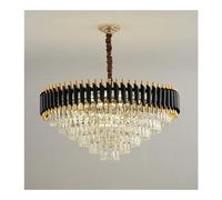 GWJKG Luxury Crystal Chandelier K9 Led E14 Black Metal Compatible with Villa Living Room Bedroom Pendant Lamps Lighting Lusters Luminaires, Lighting Chandelier