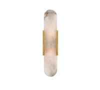 GWJKG Mid Century Decorate Marble White Alabaster Natural Stone Linear Bathroom Vanity Light Indoor Hardwired Gold Black Bedroom Wall Lamp for Living Room Hallway(Gold Height 5