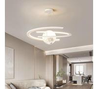 GWJKG Mid Century LED Ring Chandelier Dimmable Round Pendant Light Fixtures 3D Printing Moon Planet Chandelier Milk White Ceiling Hanging Lamp for Kids Bedroom Dining Room Living Room(White)