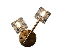 GWJKG Murale américain rétro cuivre lumière luxe cristal décoratif salon fond applique chambre allée escalier lampe Appliques murales (Size 2 lights)