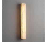 GWJKG Natural Stone Wall Lamp with Brass Base, Mid Century Alabaster Wall Sconce, Nordic Vintage Marble Wall Lighting Fixture, Indoor Decoration Wall Light for Bedroom Living Room(Dark,60cm)