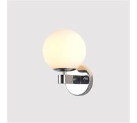 GWJKG Nordic Minimalist Vintage E27 Globe Lamp White Glass Mid Century Bedside Lighting for Bedroom Cafe Restaurant Indoor Wall Mounted Light(Chrome)
