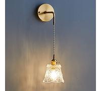 GWJKG Pattern Glass Mount Copper Sconce Antique Hanging Lamp, Indoor Vanity Lighting Fixture Headboard Sconces for Living Room Bedroom Bedside,Indoor Wall Light