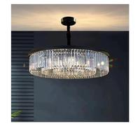 GWJKG Retro Black Metal E14 Led Luxury K9 Clear Crystal Chandelier Lighting Hanging lamp Decor Restaurant Bedroom Living Room, Lighting Chandelier