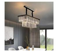 GWJKG Retro Black Metal E14 Led Luxury K9 Clear Crystal Chandelier Lighting Hanging lamp Decor Restaurant Bedroom Living Room, Lighting Chandelier