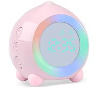 GWJKG Reveil Cloche Simulateur Lever Soleil réveil numérique d'enfants avec la Lampe veilleuse for Le garçon Horlogue de Chevet (Color : Roze)