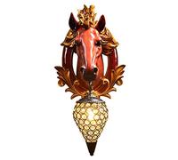 GWJKG Tête de Cheval Résine Fixe Style Européen Rétro Applique Salon Couloir Décoration Murale Lampe Abat-Jour en Cristal Appliques murales (Color : B)
