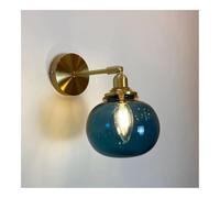 GWJKG Vintage Industrial Brass Sconce Emerald Green Glass Shade Light Clear Vanity Lighting Fixture Wall Lamp with E12/E14 Base for Bathroom Bedroom Dressing Room Hotel Entryway(Clear)