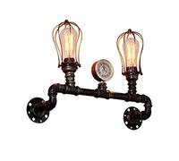 GWJKG Wall Sconce 2 Lights Water Pipe Sconce Lights American Vintage Wall Lamp Steampunk RetroWall-Mounted Lantern for Dining Living Room Bedroom Waterproof