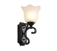 GWJKG Wall Sconce Continental Retro Bedroom Bedside Wall Lamp Iron Metal Flower Shape Milk White Glass Shade Lantern Wall Light Bar Aisle Cafe Restaurant IndustrialLobby