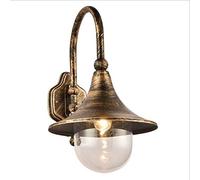 GWJKG Wall Sconce Horn-Shaped Aluminum Wall Lamp Retro American Country In The Shape Of A Horn Barn Lamp With Transparent Glass Black Finish Shade Porch Portico Villa Lighting Wall Shelter Twilight Li
