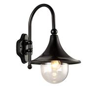 GWJKG Wall Sconce Horn-Shaped Aluminum Wall Lamp Retro American Country In The Shape Of A Horn Barn Lamp With Transparent Glass Black Finish Shade Porch Portico Villa Lighting Wall Shelter Twilight Li