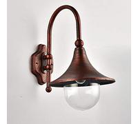 GWJKG Wall Sconce Horn-Shaped Aluminum Wall Lamp Retro American Country In The Shape Of A Horn Barn Lamp With Transparent Glass Black Finish Shade Porch Portico Villa Lighting Wall Shelter Twilight Li