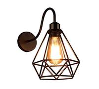 GWJKG Wall Sconce Rustic Vintage Black Wall Lamp Industrial Wrough Iron Bird Cage Metal Steampunk Barn Bar Restaurants Coffee Shop Club Decor Fixture Lighting 1-Light Waterproof