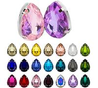 Gwolf Sew on Gems Crystals Rhinestones, 150pcs TearDrop Rhinestones with Silver Claw Drop Crystal Gems for Crafts Glass Rhinestones Gems for DIY Crafts Clothes Shoes Bag, 7x10mm, Color Random