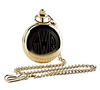 GWR Pocket Watch and Chain 24k Gold Plated Great Western Railways for Rail Train Enthusiast