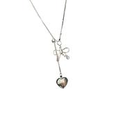 GWSGSFAS Designer Bow Heart Adjustable Drawstring Necklace for Women, Minimalist Fashion Versatile Clavicle Chain (Silver)