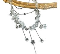 GWSGSFAS Fresh Sweet Multi-layer Stacked Snowflake Pendant Necklace, Aesthetic Crystal Alloy Necklace Multi-layer Stackable Neck Chain (Yellow)