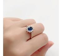 GWSGSFAS Lady Princess Diana Rings for Women Bridal Blue Crystal Wedding Engagement Promise Marriage Ring For Female Fashion Jewelry -6-R076