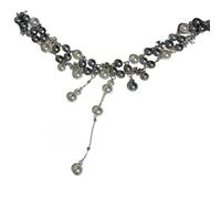 GWSGSFAS Light Luxury Pearl Necklace for Women, Retro Style Double-layer Tassel Clavicle Chain Neck Ornament (Silver)