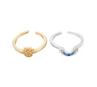 GWSGSFAS Sun and Moon Adjustable Couple Open Ring, Stackable Matching Jewelry for Lovers, Fashion Gift Accessories (2PCS,Adjustable)