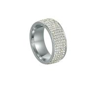 GWSGSFAS Vintage Retro Style Steel Ring for Women Clear Crystal Jewelry Fashion Stainless Steel Engagement Wedding Rings-9-silver