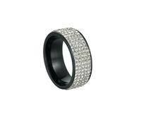GWSGSFAS Vintage Retro Style Steel Ring for Women Clear Crystal Jewelry Fashion Stainless Steel Engagement Wedding Rings-8-black