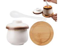 Gwtdtoad Ceramic Steaming Cup - 250ml Small Leakproof Ceramic Soup Noodle Bowl,Egg Custard Maker Stockpot Cookware - for Vegetable Soups Desserts Appetizer Birds Nest