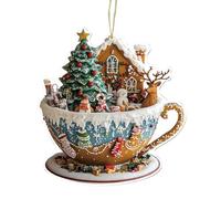 Gwtdtoad Christmas Tree Acrylic Ornaments | 2D Christmas Tree Decoration Pendant | Festive Seasonal Party Decoration for Door Car Interior Backpack Bedside Bookshelf Tote Stair Window