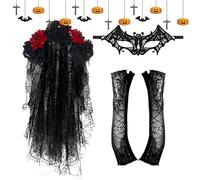 Gwtdtoad Day of the Dead Costume for Adults | Clothing Outfit - Lace Veil Costumes - for Adults Bride Girls Cosplay Masquerade Party Stage Performance