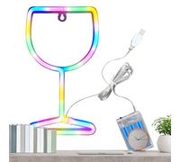 Gwtdtoad Neon Bar Signs | Neon Wine Glass Decorative Sign - LED Wine Decor | for Bedroom Bar Party Gathering Living Room Kitchen Wall Performance Office Restaurant Porch