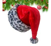 Gwtdtoad Santa Hat, Double Layer Headpiece, Leopard Print Plush Santa Hat for Christmas, for New Year's Eve Party, Gathering, Photography, Parade, Family, Friends, Mother, Girlfriend