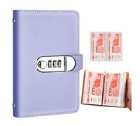 Gwtdtoad Saving Money Book | Leather Cover Lock Planner,Savings Binder Money Challenge Book - for Budget Bill Financial Payment Home Apartment Dorm Office School Travel Outdoor