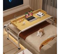 GWWBD Adjustable Laptop Bed Table，over Double Table With Wheels Over-bed Tables King Size Hospital Tray Overbed Over Chair For Elderlyswivel Desk On(Color:Wood+)