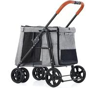 GWWBD Luxury Large Dog Stroller, Premium Pet Pram Pushchair, 4 Wheel Pet Gear, Foldable Carrier Strolling Cart (Grey)