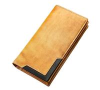 GWWFCFC Genuine Leather Men's Long Handbag RFID Function Credit Card Holder Card Bag Leather Currency Multifunctional Wallet,Yellow