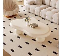 GWWGWW Modern Cloud Coffee Table With 3 Round Legs - Irregular Asymmetrical Pedestal Design in Cream for Farmhouse Living Room