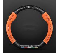 GWWXM Car Steering Wheel Cover for Citroen DS3 Hatchback,Microfiber Leather Wheel Protective Cover Elastic Soft Anti-slip Interior Accessories Breathable Durable Car Parts,Orange