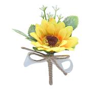 Gwxevce Handcrafted Groom Bride Wedding Boutonniere Artificial Sunflower Brooch Corsage