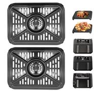 GWY Air Fryer Grill Pan for Ninja Foodi DZ401 DZ550 10 Quart DualZone Air Fryer, Replacement Crisper Plate Grill Plate Tray Accessories with Rubber Bumpers, Dishwasher Safe