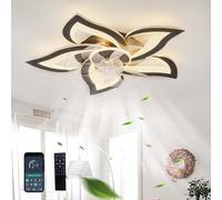 GWYAJTU Design Ceiling Fans with Lamps Quiet Modern Dimmable LED Ceiling Fan with Lighting DC Reversible 6 Speed Ceiling Fans with Lights and Remote Control for Bedroom Living Room-Black