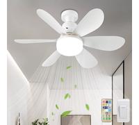 GWYAJTU E27 Ceiling Fans with Lights and Remote Control, Quiet LED Dimmable Ceiling Fan Chandelier Modern 3 Speed Ceiling Fans with Lamps for Bedroom Lounge Children's Bedroom-White||42cm(7.2in)