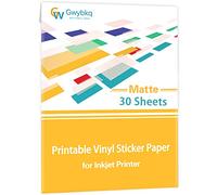Gwybkq Premium Printable Vinyl Sticker Paper, 30 Sheets Matte Waterproof